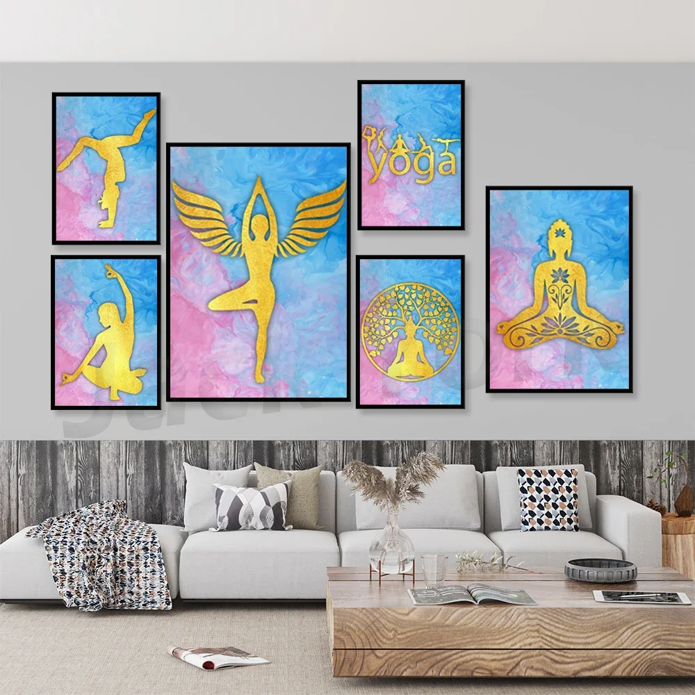 Yoga Chart Sport Poster Abstract Wall Art Canvas Print Bodybuilding Painting Modern Decorative Picture Gym Room Decoration