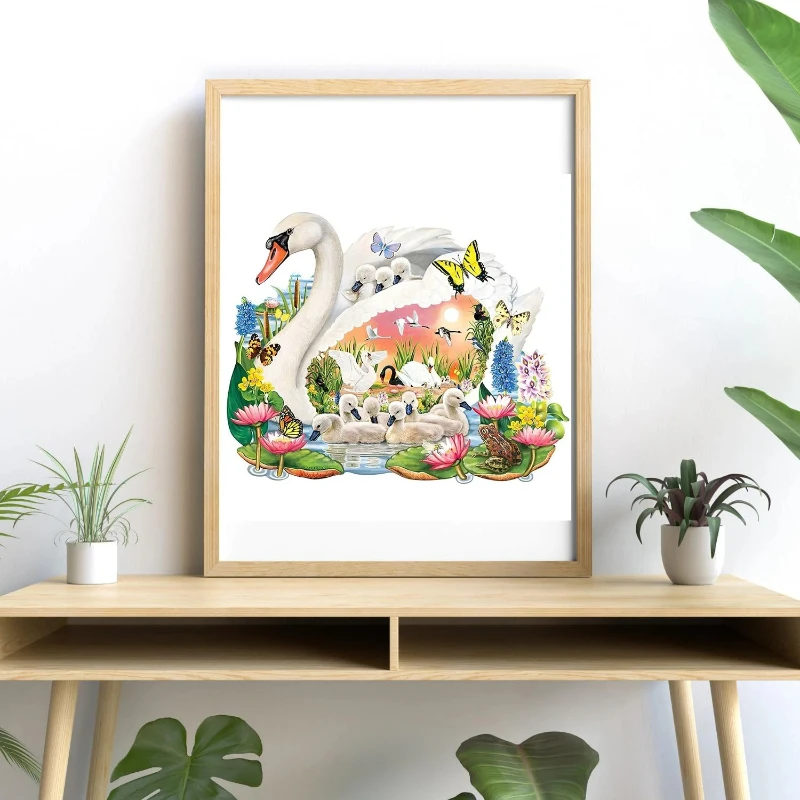 Unique Shape Animal Wooden Puzzle for Adults Swan Home Puzzle Art Toys Family Games Home Decoration view 2