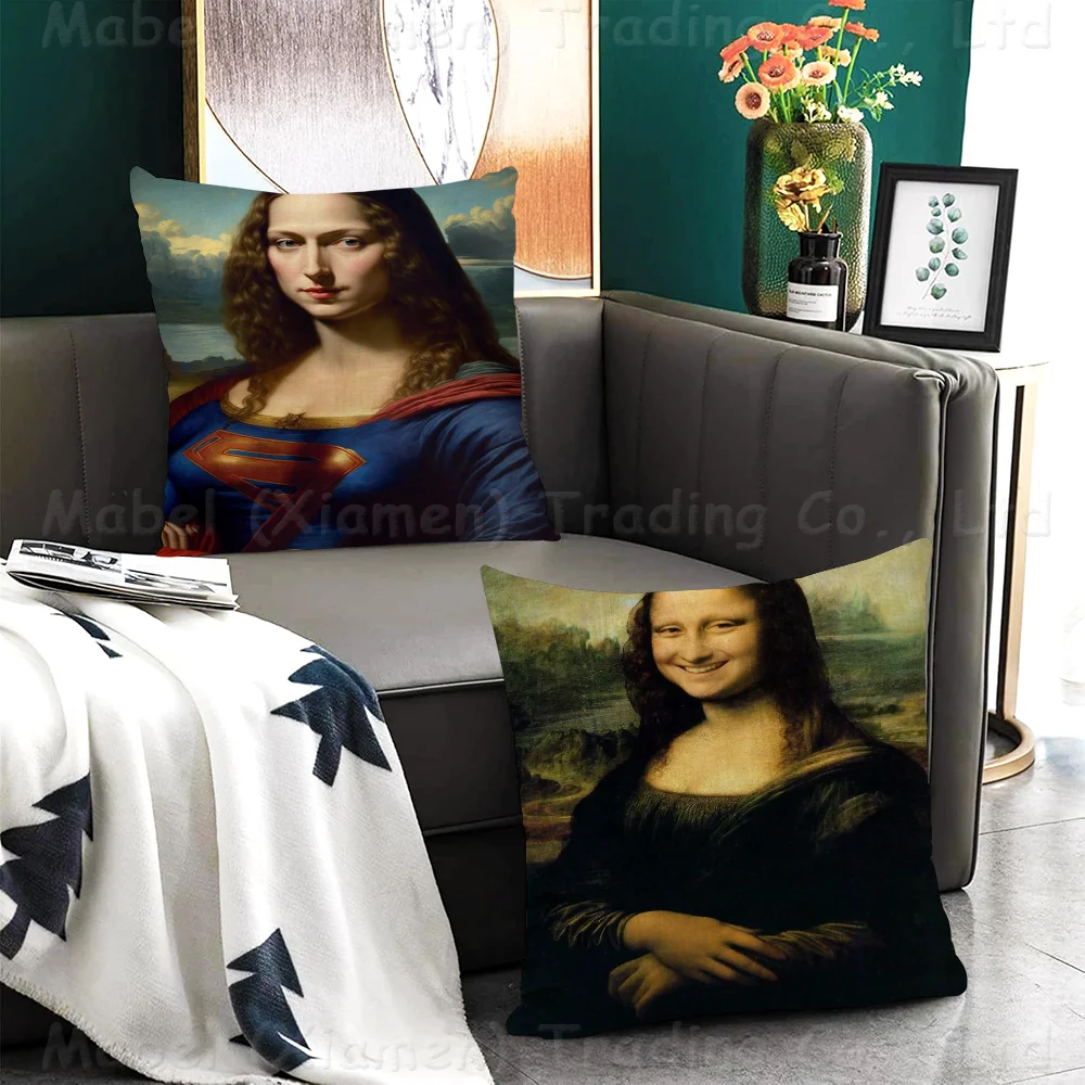 Funny Mona Lisa Decorative Room Aesthetics Pillow Case Home Decor Bedroom Sofa Bed Couch Pillow Cover 45x45