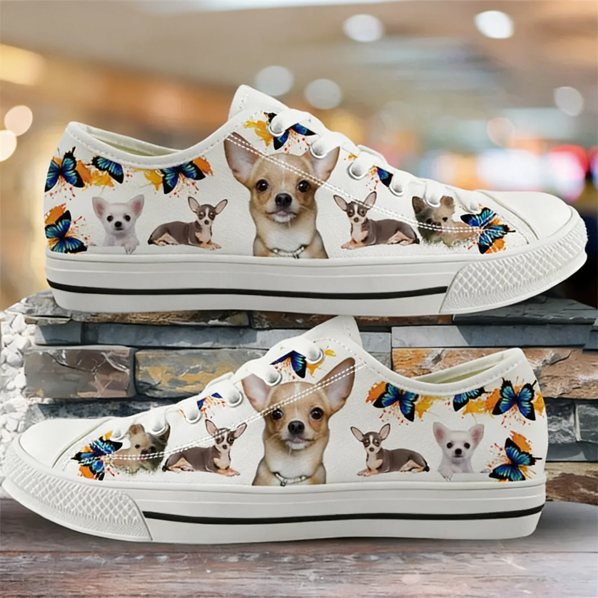

Chihuahua Sunflower Patterns Female Shoes Autumn Women Flats Shoes Casual Lace Up Shoes for Girls femma Canvas Shoe