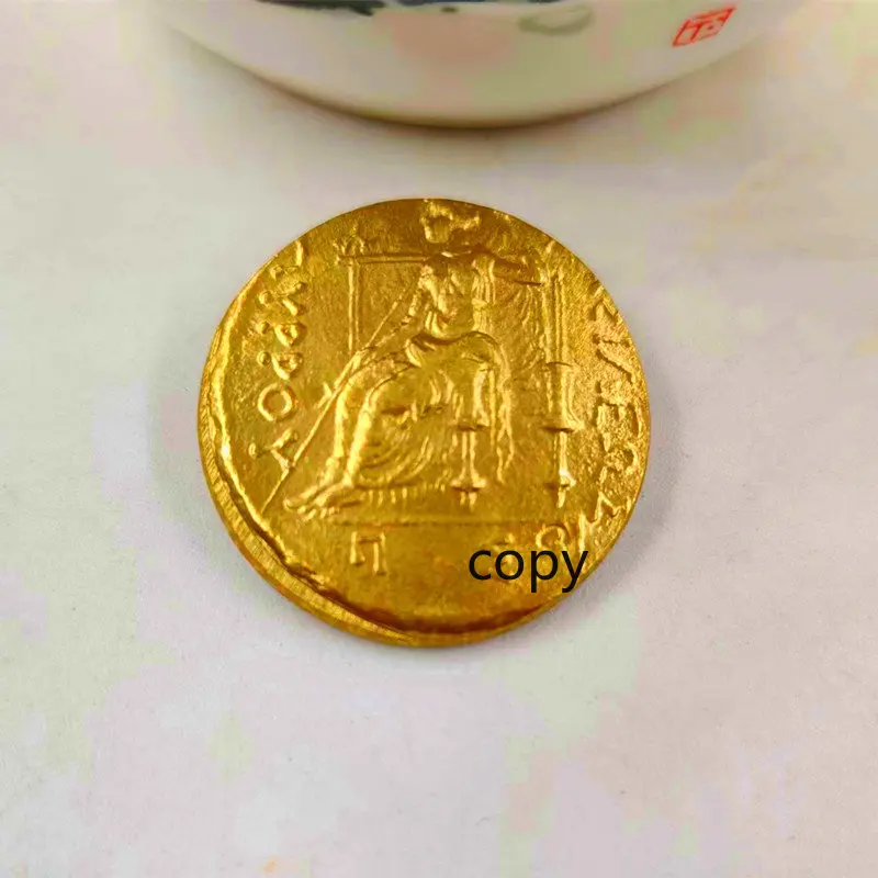 

1 Real Crypto Greek Gave Coins Artifacts/ Antiques Gode Egipto Replica Holder Souvenirs for Customers Copy Coin