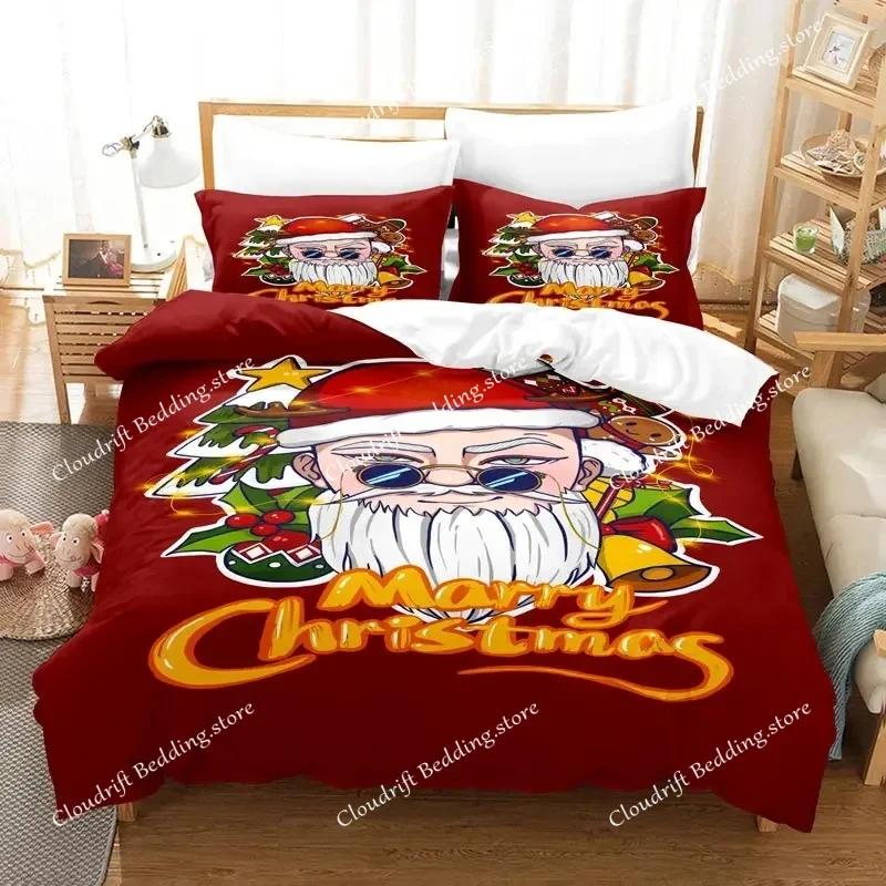 Merry Chrismas Santa Bedding Set Boys Girls Twin Queen Size Duvet Cover Pillowcase Bed Kids Adult Fashion Home Textileextile