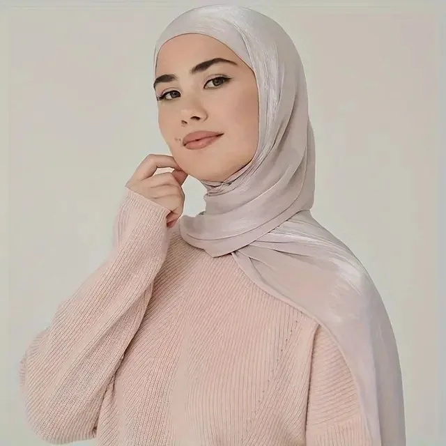 70*180 وشاح كريب الجزيرة |   شال شيفون ناعم من الساتان للنساء |   وشاح حريري لامع بلون نقي |   الحجاب الماليزي