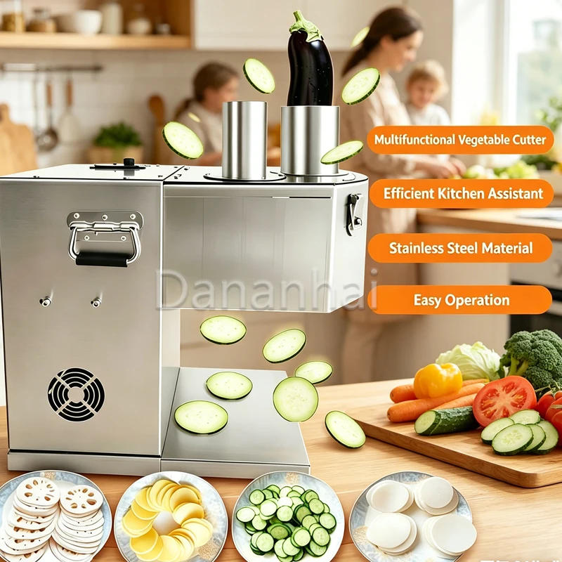 Adjustable Thickness Stainless Steel Potato Slicer 2-In-1 Electric Fruit Slicer for Cucumber And Banana Kitchen Tool