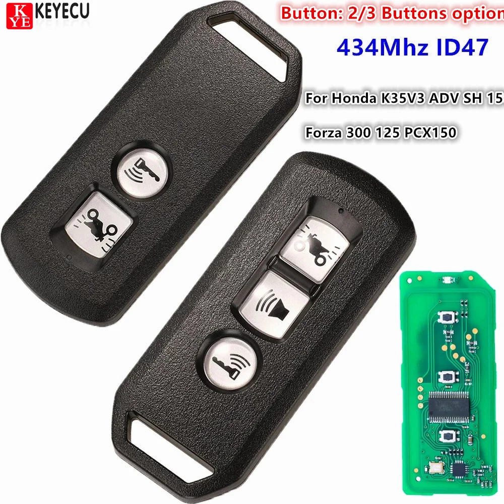 

KEYECU мотоциклетный скутер Smart Keyless 434 МГц ID47 Key Remote для Honda K35V3 ADV SH 150 Forza 300 125 PCX150 2015-16 2017-2019