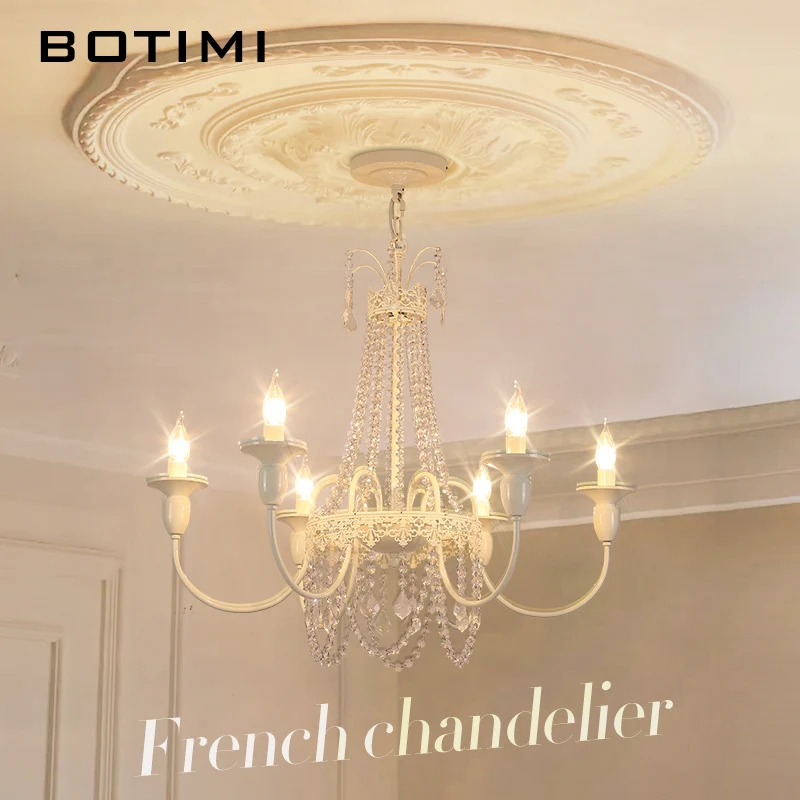 BOTIMI White Candles Chandeliers For Foyer 8 Chandelier Lighting Bedroom Fitting 6 E14 Modern Candle Hanging Dinning Lights