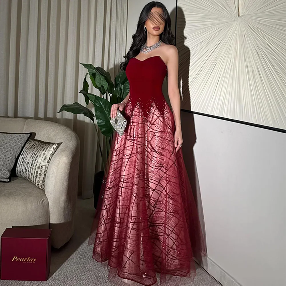 

A-Line Sweetheart Sleeveless Burgundy Evening Dress Customized Elegant Crystal Prom Dress High Quality Bespoke Occasion Gowns