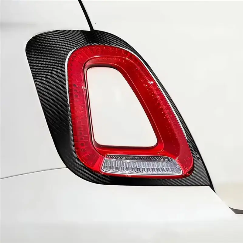 A64P-Real Hard Carbon Fiber Sticker Car Rear Tail Light Frame Cover For Fiat 500 Abarth 595 695 2017-2023