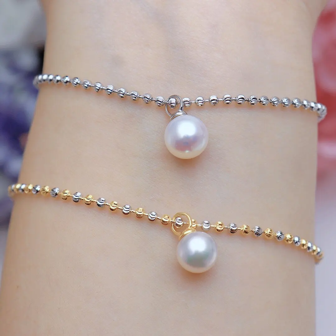 

Изысканный жемчужный браслет AAAA8-9 мм из натурального белого круглого жемчуга 925s