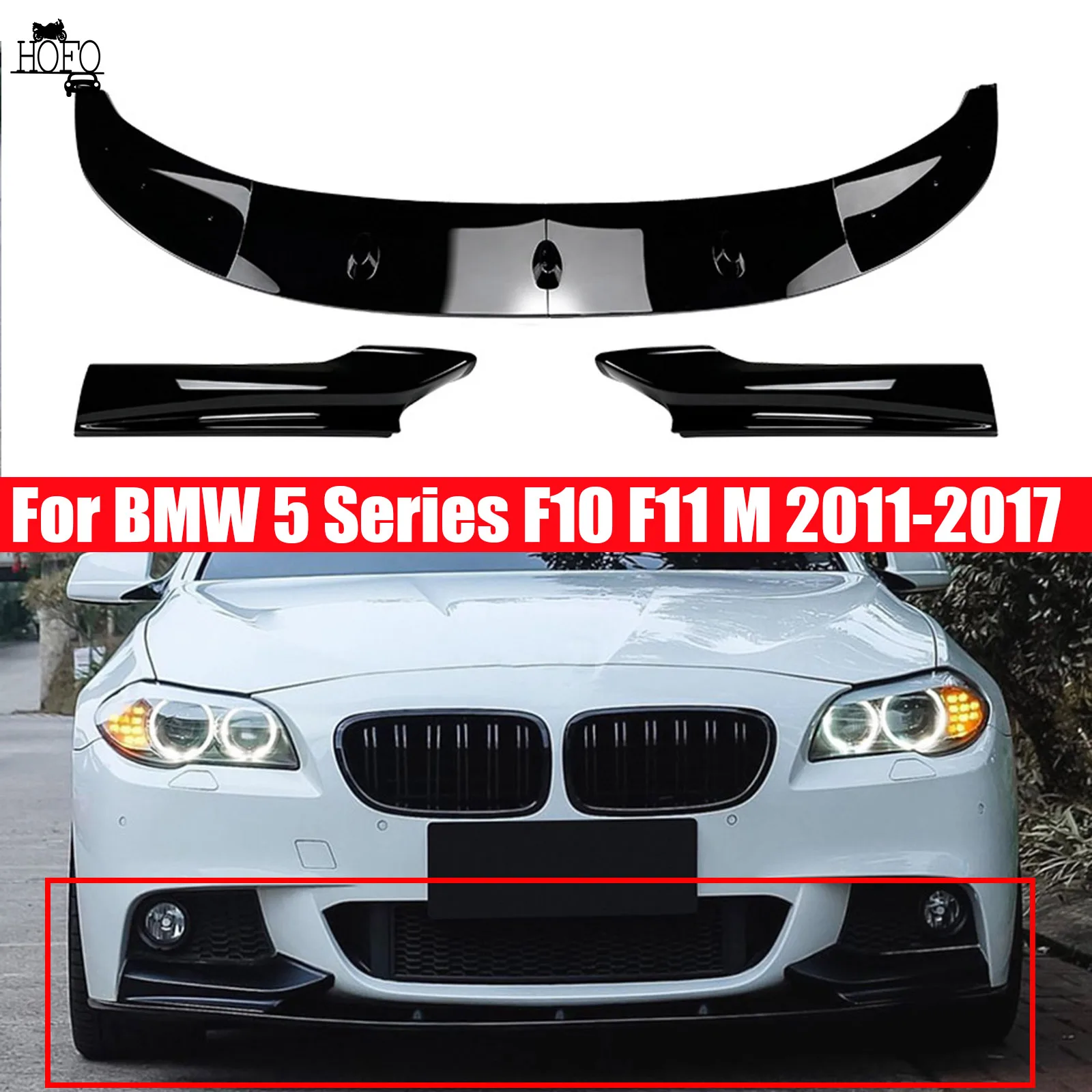 

For BMW 5 Series F10 F11 M 2011-2017 Car Front Bumper Lip Body Kit Spoiler Splitter Diffuser Body Kits 3Pcs