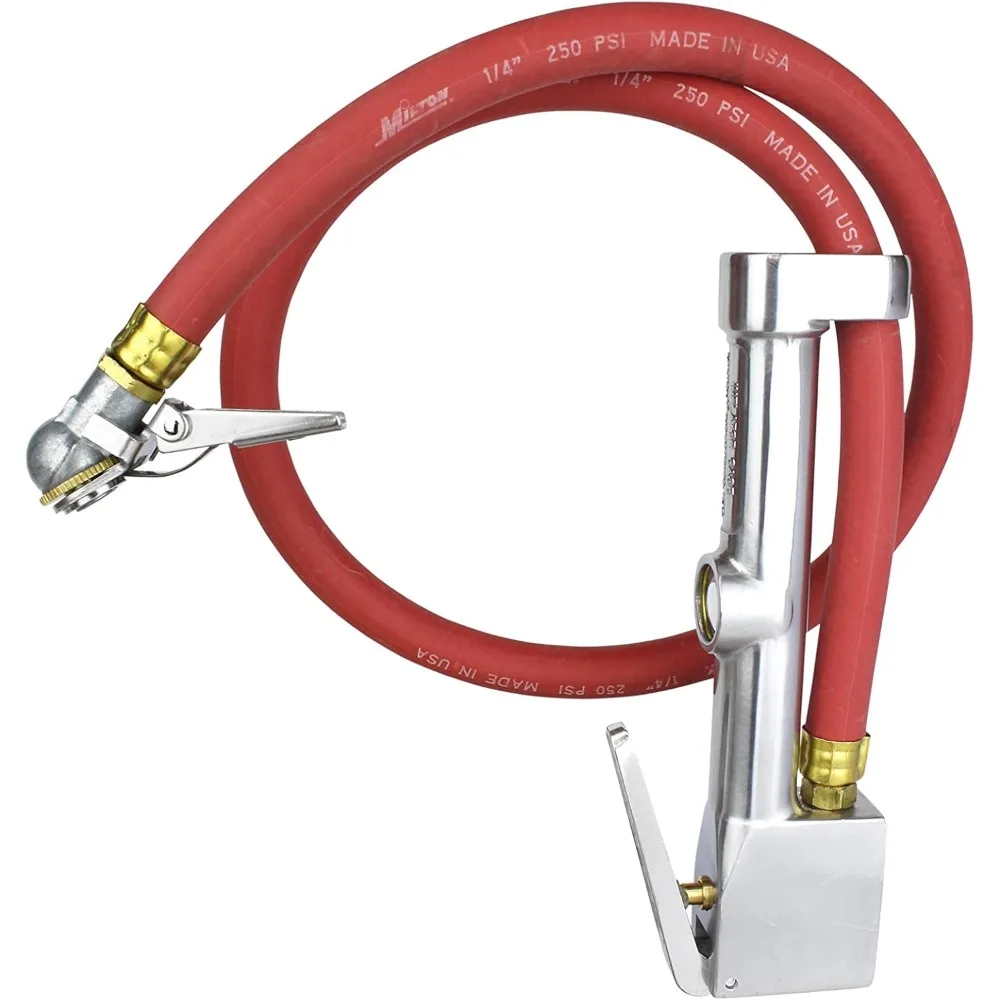 منفاخ إطارات تناظري عالي التحمل مع مقياس ضغط وخرطوم 3 أقدام لتضخم كرة واحدة، صنع في الولايات المتحدة الأمريكية، OSHA Complia