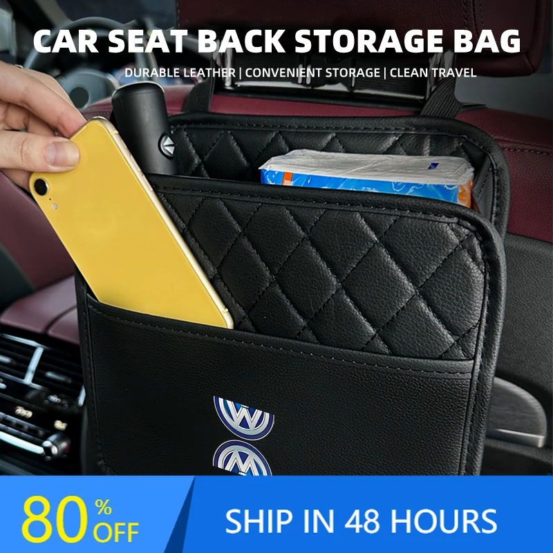 

New Car Backseat Luxury Leather Storage Bags Hanging Organizer Box Car Accessorie For Volkswagen VW Jetta Scirocco Polo 6R Rline
