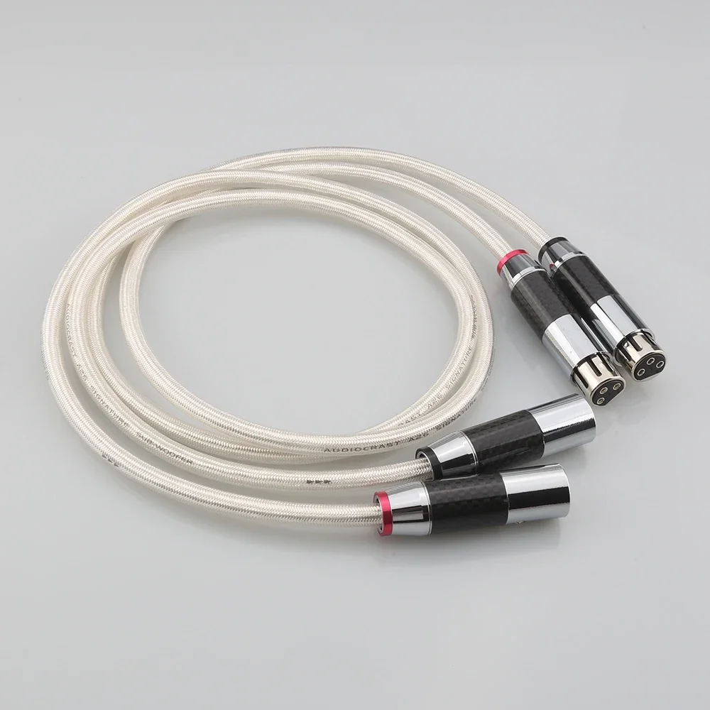 Pair A26 OCC Silver Plated XLR Balanced Audio Cable With Carbon Fiber Plug HIFI Interconnect Cable Audiophil, XLR connector