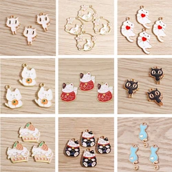 10pcs/lot Cartoon Enamel Animal Cat Charms for Women DIY Earrings Pendants Necklaces Handmade Bracelet Decoration Jewelry Making