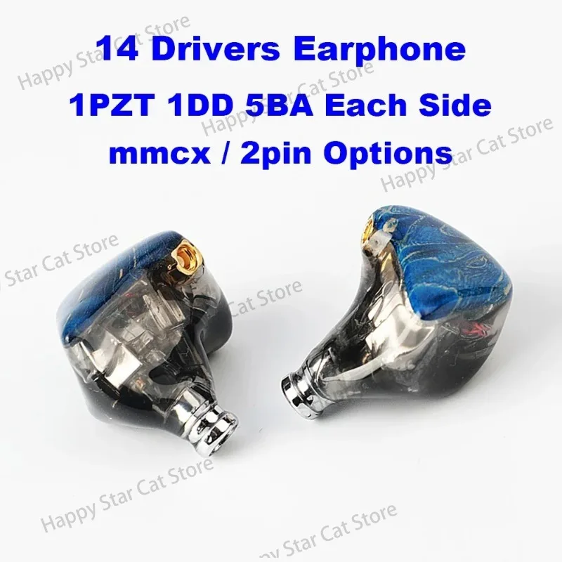 14 Drivers Iem Earphones Hifi Headphones In-ear Monitors Earbuds 1pzt 1dd 5ba Iems 2pin Mmcx Detachable Cable 3.5mm Headsets