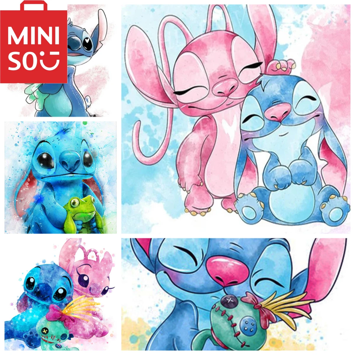 

MINISO DIY Paint By Numbers Kits Disney Cartoon Lilo and Stitch Paint with NumbersHome Decor, Wall Art Perfect Gift,
