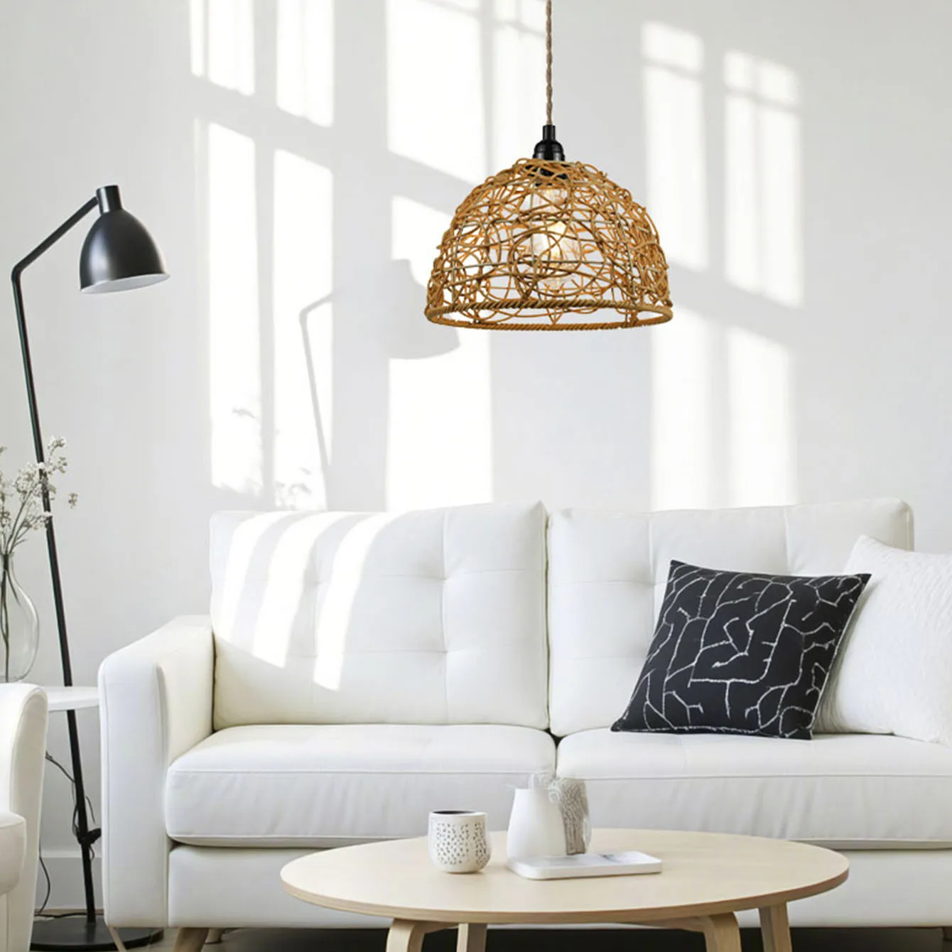 

Decorative Shade Fixture Creative Boho Light Lighting Woven Cover Lamp Paper Lampshade Unique Pendant Handmade Artistic Chic