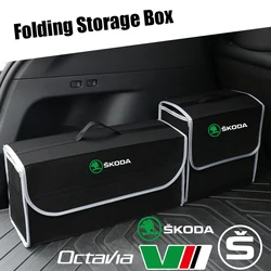 Large Capacity Car Trunk Storage Box Folding Felt Organizer Bag for Skoda S Octavia VII Kamiq Rapid Superb Kodiaq Fabia Felicia