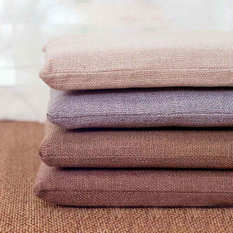 Japanese Four Season Linen Fabric Chair Cushion with Strap Comfortable Breathable Seat Cushion Non-slip Office Chair Cushions
