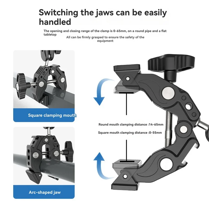 ABKQ-Articulating Magic Arm Clip 360° °   Супер зажим с двумя головками для зонта, монитора со светодиодной подсветкой, зажим для экшн-камеры