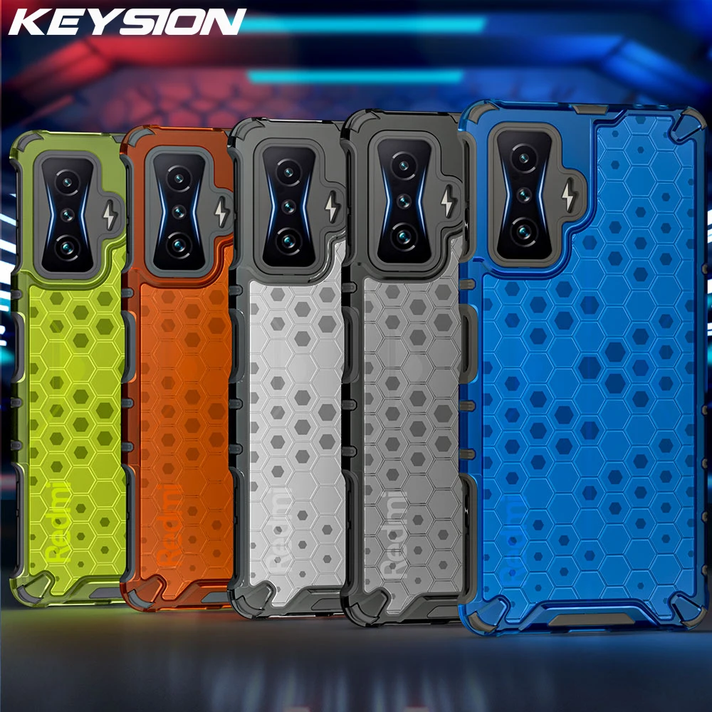 KEYSION Shockproof Armor Case for POCO F4 GT F3 5G Transparent Honeycomb Phone Back Cover for Xiaomi Redmi K50 Gaming K40 Pro