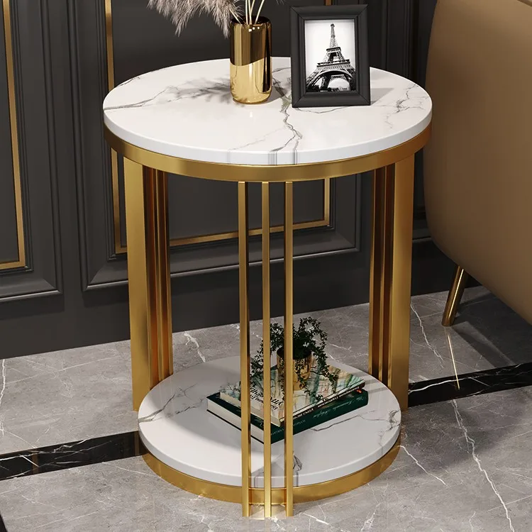 Manufacturers supply marble stainless steel round edges, living room sofa, bedroom bedside table simple edges