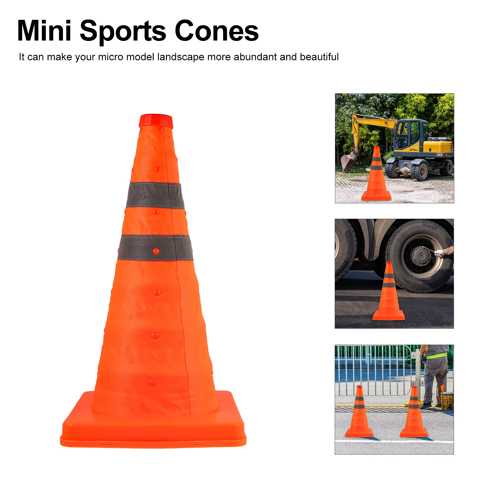 

2pcs Pop-Up Road Cones Orange Extendable Training Football Marker Foldable Traffic Safety Cone Highway Breakdown Parking