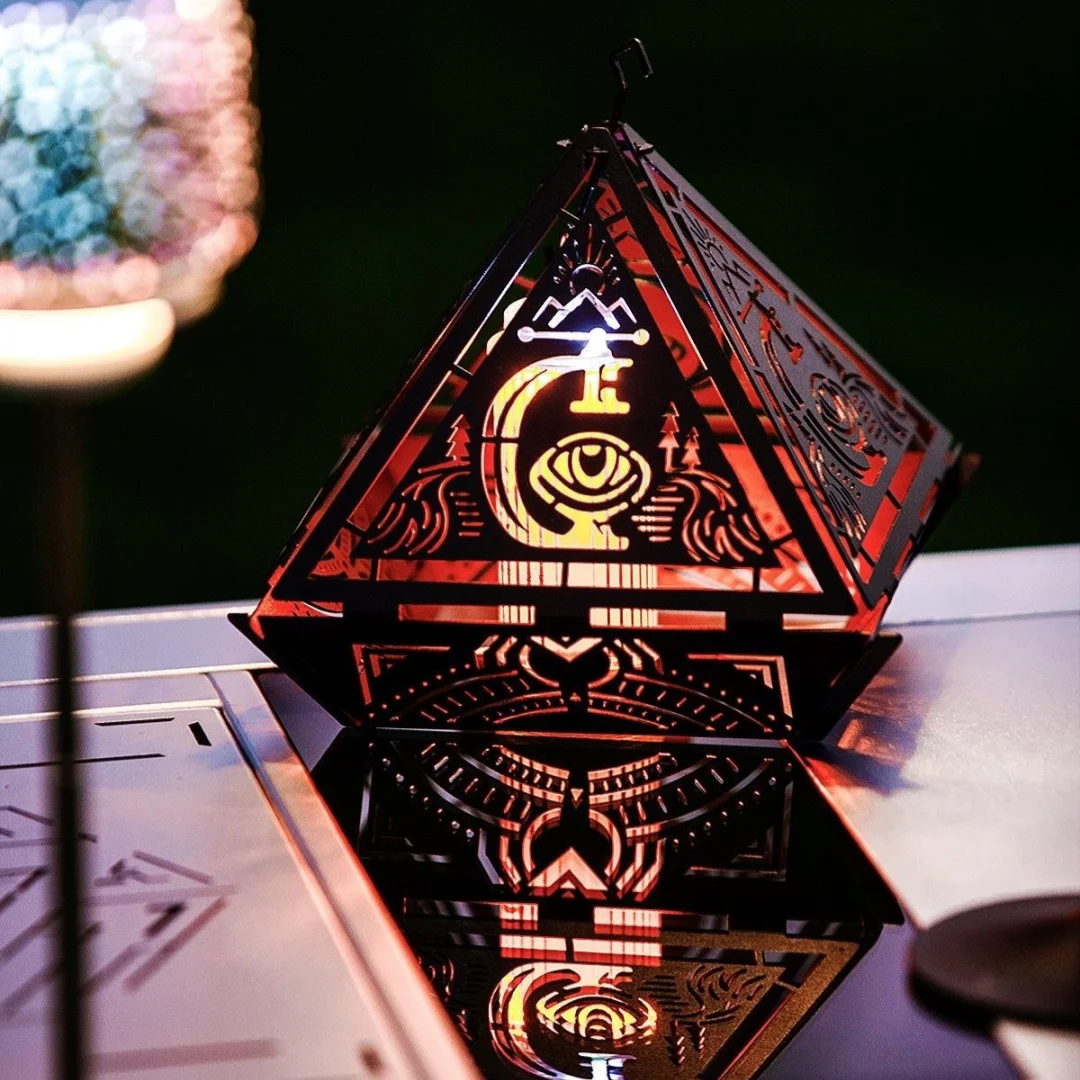 Black Camping Lantern Shade DW Pyramid Metal Hollow Lamp Cover Compatible with GZ Lighthouse Flashlight 38 LED Atmosphere Light