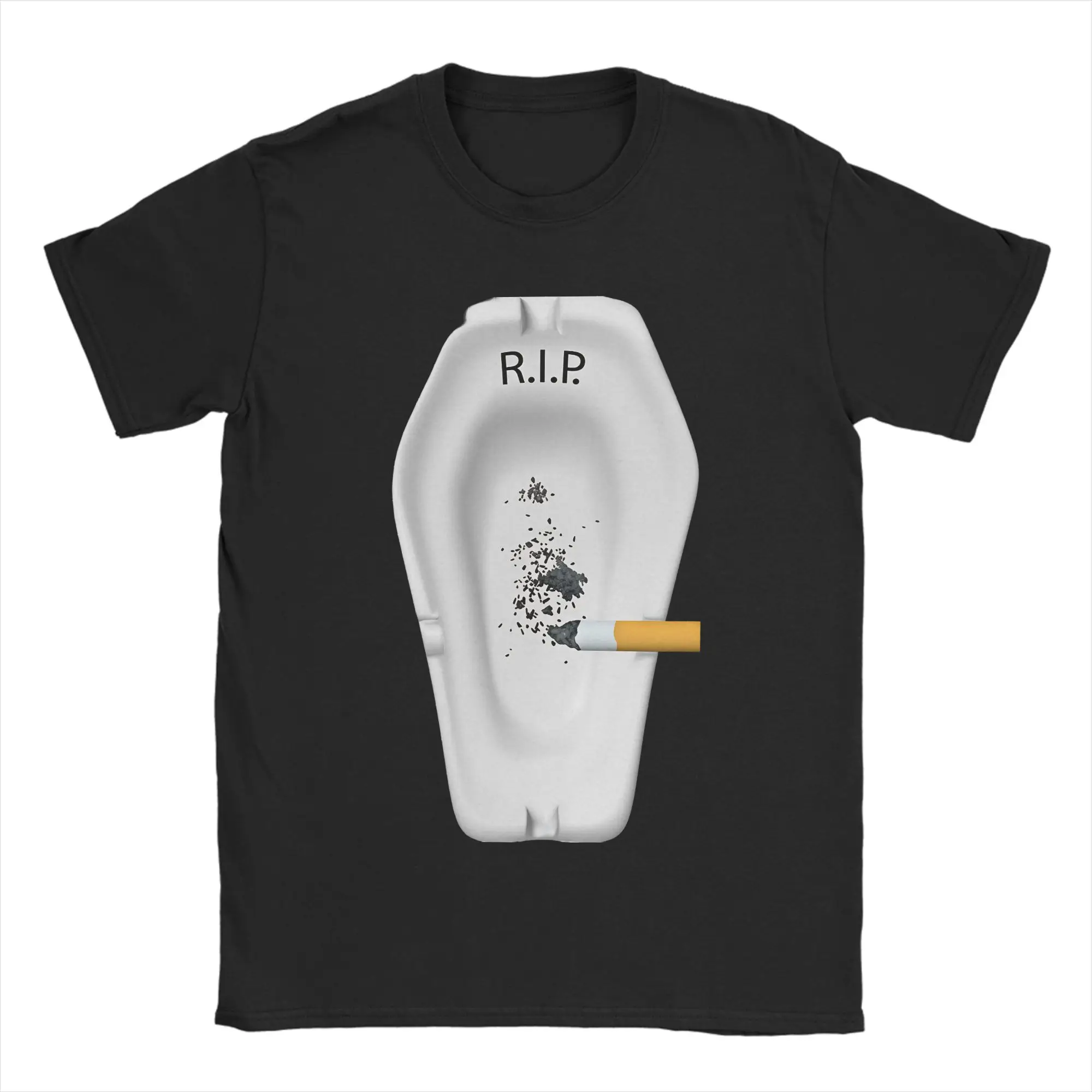 Rip Coffin Ashtray Men T Shirts  Funny Tees Short Sleeve Round Collar T-Shirts Cotton Graphic Clothes
