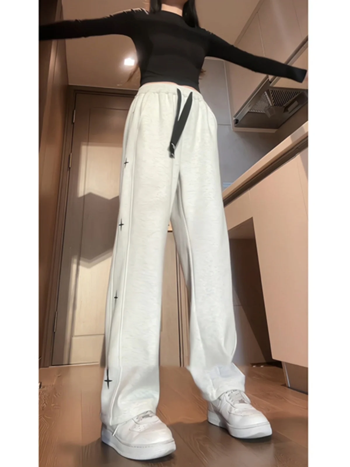 

Мужские зимние повседневные брюки American Style с флисовой подкладкой, свободные, прямые, широкие штанины, в стиле BF (бойфренд)