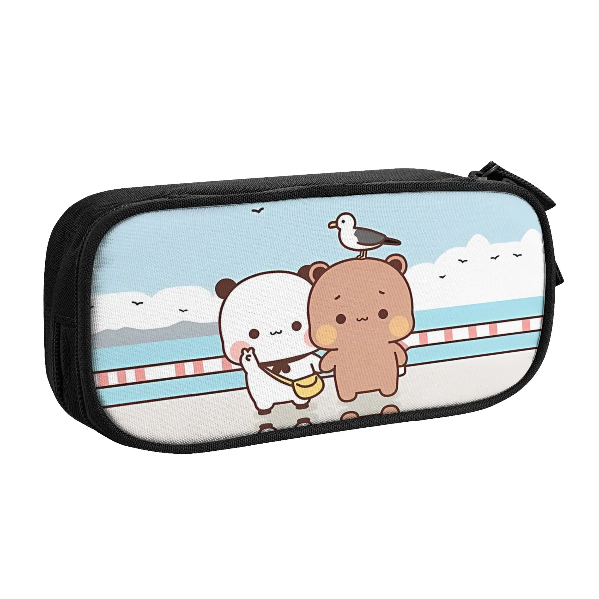 1 piece Lightweight Sea Shore Cute Bear Couple Pencil Case Boys Pen Bag Bubu And Dudu Office Stationery Bag