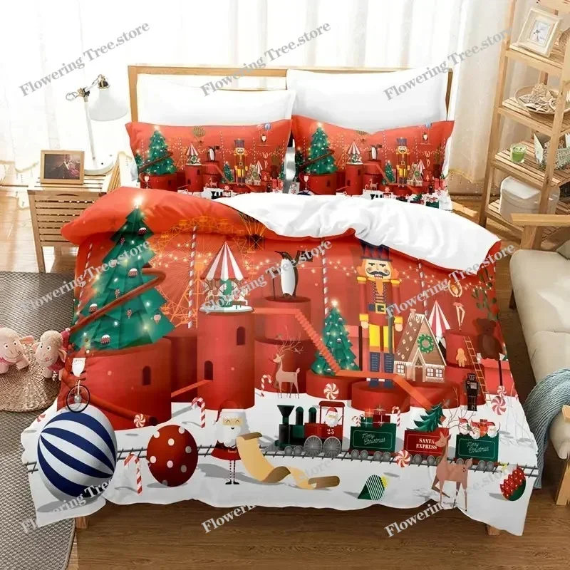 Merry Chrismas Santa Bedding Set Boys Girls Twin Queen Size Duvet Cover Pillowcase Bed Kids Adult Fashion Home Textileextile029