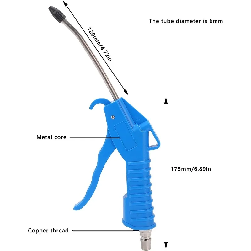 High-Pressure Pneumatic Blow Gun – Rust-Proof Industrial Air Dust Collector with Quick-Connect Coupler for Workshop Cleaning