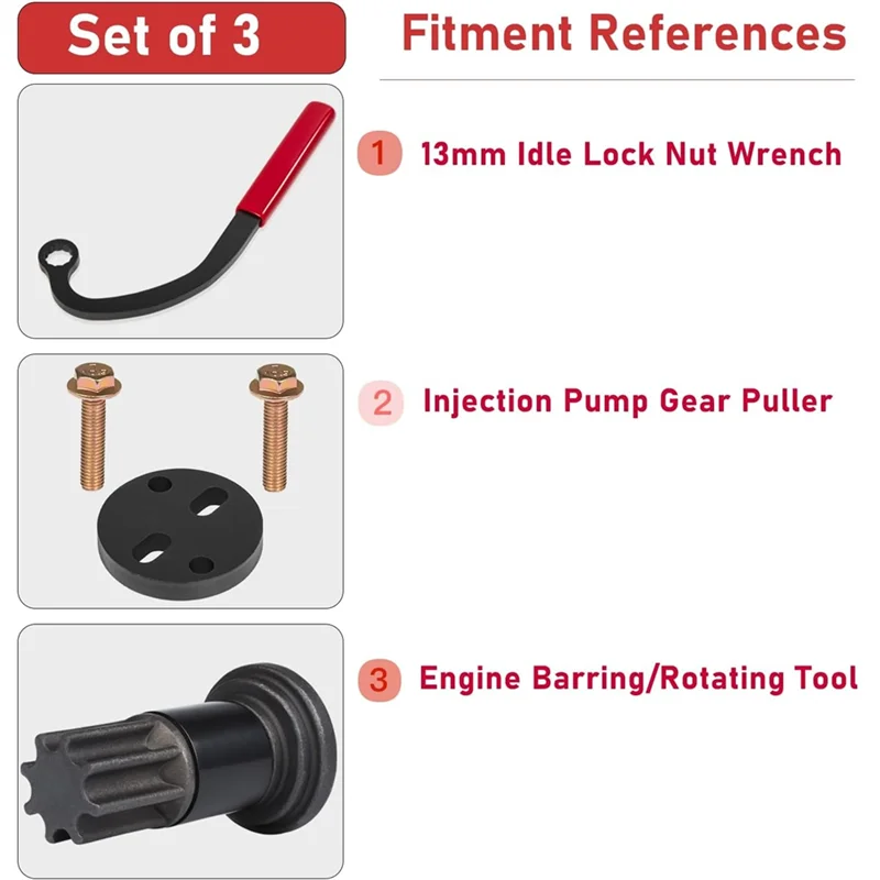 Engine Barring Tool- 13Mm Injection Pump Gear Puller& Idle Lock Nut Wrench For Cummins B/C Series, Dodge Ram, And For V E P7100 - Image 5