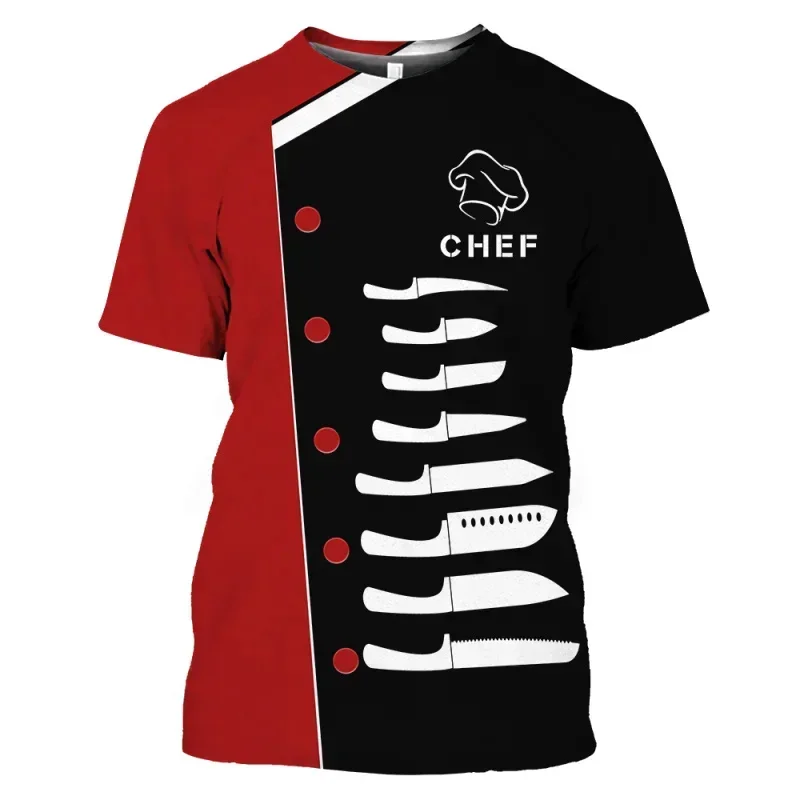 

3D Printed Chef T Shirt For Men Summer Quick Dry Uniform Oversized Short Sleeve Tees Tops Unique Cosplay Cook O-neck T-Shirts