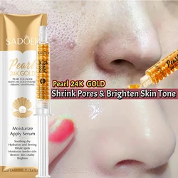 Hot Pearl Collagen Pore Shrinking Serum 24K GOLD Quick Elimination Large Pores Remove Blackehead Tighten Face Smooth Skin Care