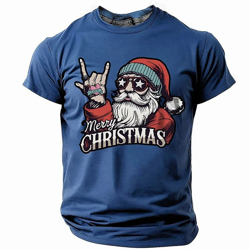 Cartoon Santa Claus Pattern T Shirt For Men Cool Christmas 3D Printed Tees Summer Casual Short Sleeve O-Neck Tops Loose T-Shirts