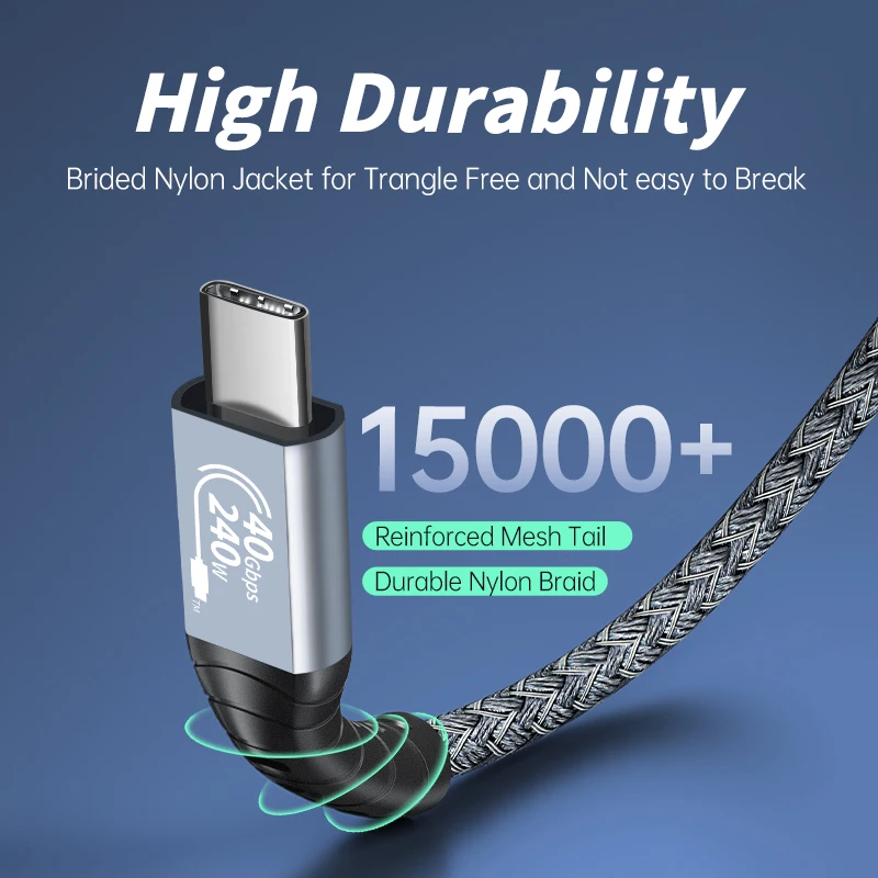 USB4 Cable 40Gbps 8K Type C to Type-C Cord Cables 240W Fast Charge Compatible Thundebolt 4 Full-Featured Data Wire Support 6K 5K