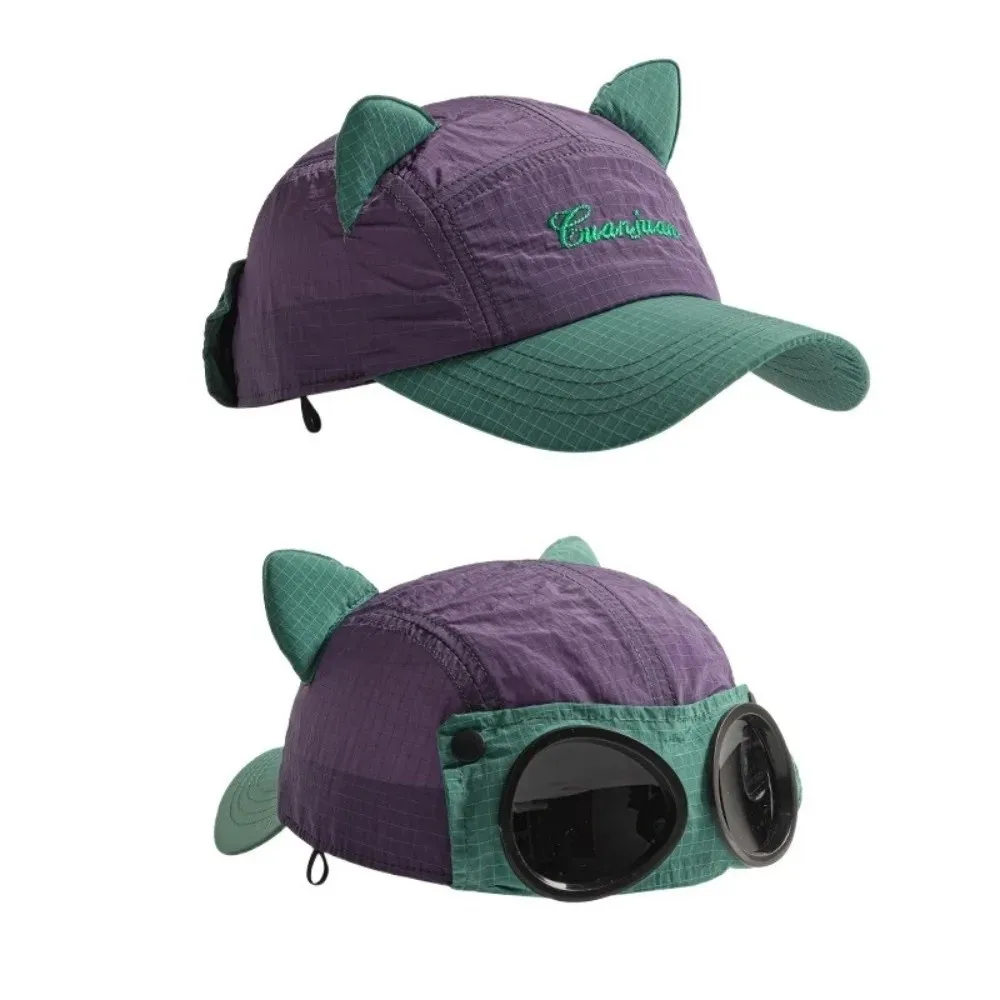 Fashion Cat Ear Sunglasses Pilot Hats Quick-drying Color Matching Baseball Cap Breathable Sun Protection Sunshade Hat Unisex