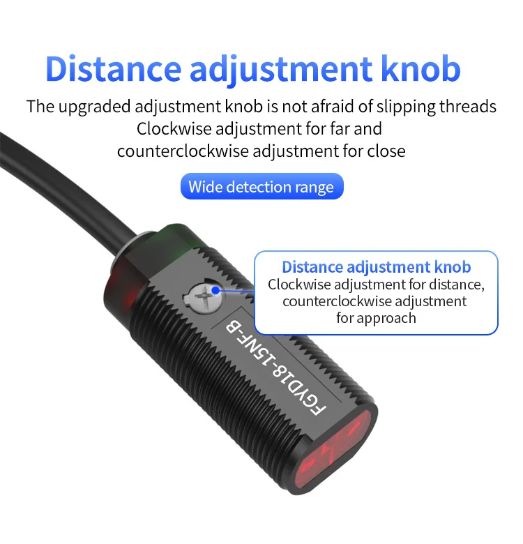 FUWEI FGYD18-15PF-B Kreisförmiger fotoelektrischer Sensor Hintergrundunterdrückungssensor Rot Diffuse Reflexion Induktionshintergrund – Detail 8