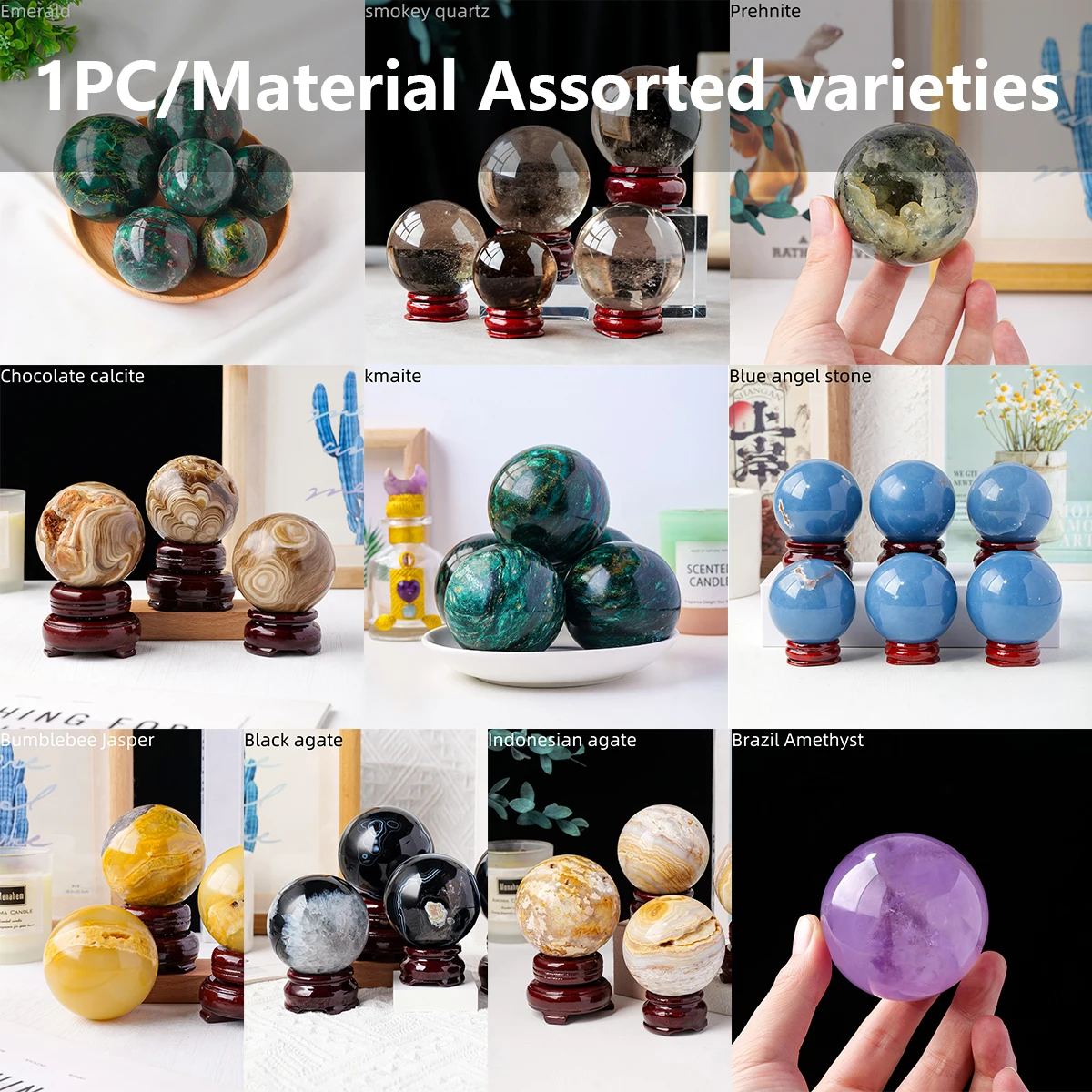 1 قطعة عرض المنزل الكريستال الطبيعي مصقول الكرة منضدية هدية احتفالية عيد الميلاد ديكور المنزل عشاق زخرفة ديكور فريد #6