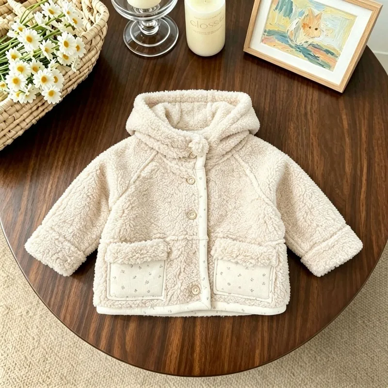 Girls' Winter Clothes Children's Fleece Thickened Fur Integrated Warm Padded Jacket Girls' Baby Medium and Long Coat Jacket
