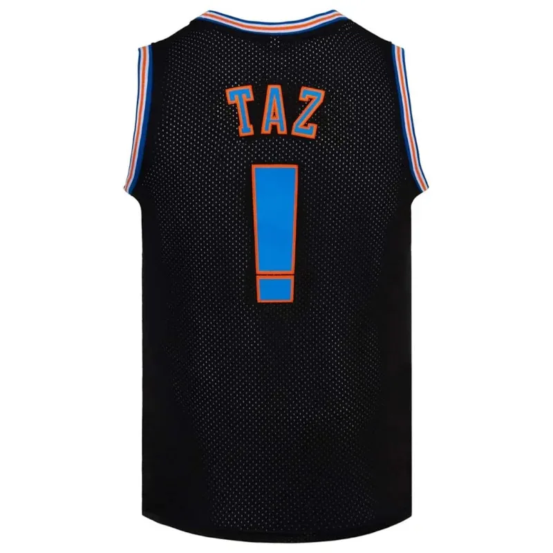 فيلم سبيس جام # ! TAZ تأثيري لحن فرقة الأرنب كرة السلة جيرسي قمصان الهالوين للحزب أبيض / أسود S-3XL