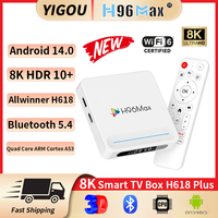 H96 Max H618 Plus Android 14.0 Allwinner H618 4GB 128GB HDR 8K Wifi6 BT5.4 Voice Assistant Media Player 8K Smart TV Box H313 New