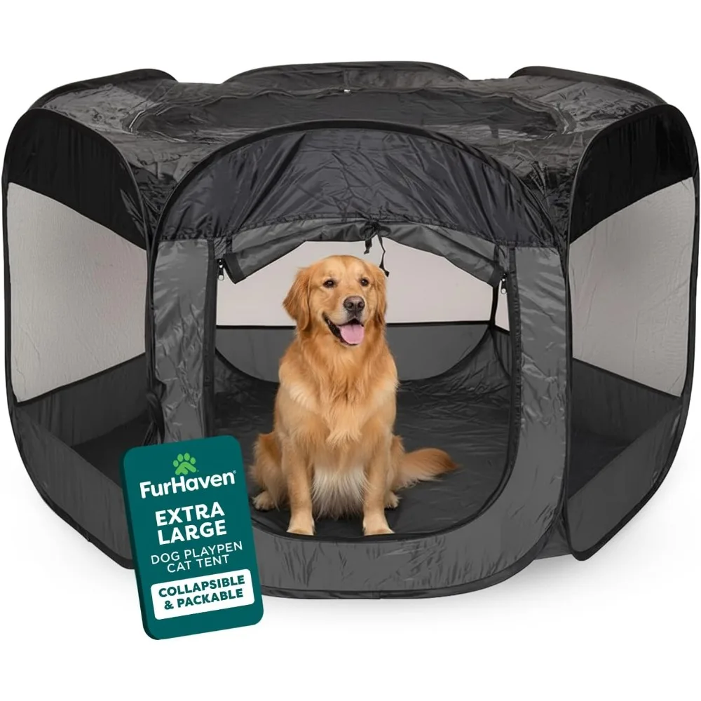 

Extra Large Foldable Pet Playpen with Mesh Sides for Indoor and Travel Use