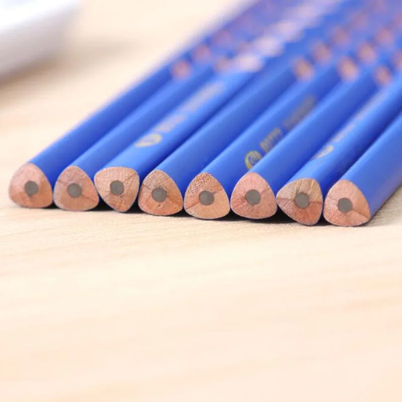 10pc Groove Triangle Wooden Pencil 2B / HB Posture Correction Pencil School Office Stationery Cartoon Health Standard Pencil