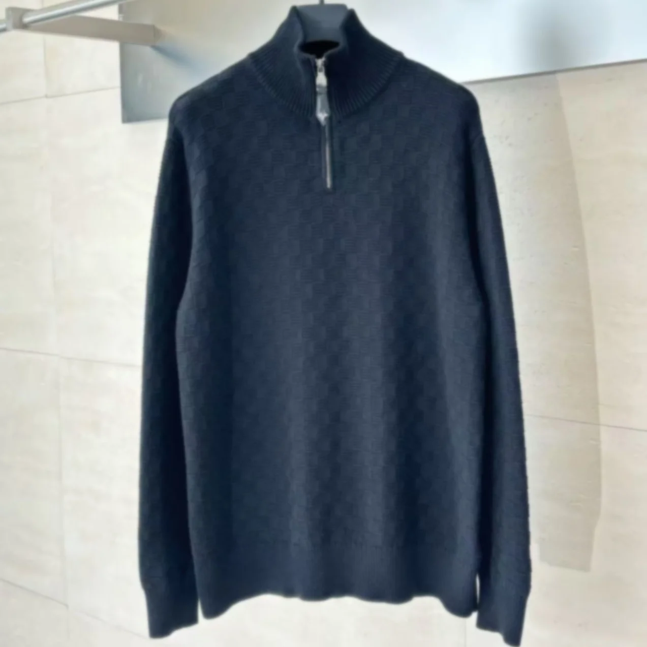 

High Collar Knitted Sweater Pure Cotton Wool f Zipper Autumn Winter New Sle Menswear Womenswear Mosaic Ch Pattern