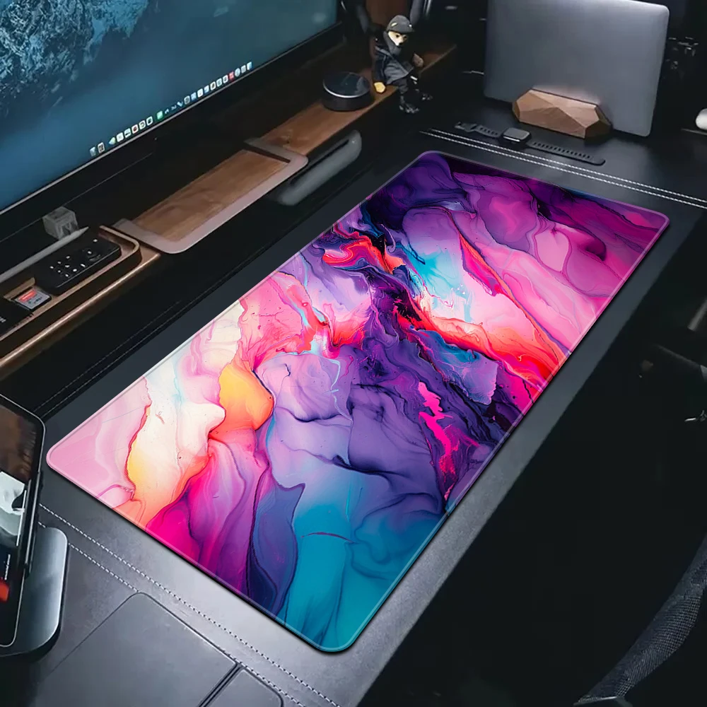 

Colorful Marble Texture Large Mouse Pad Office Rubber Keyboard Mousepad Locking Edge Desk Mat Premium Game Mouse Mat Accessories