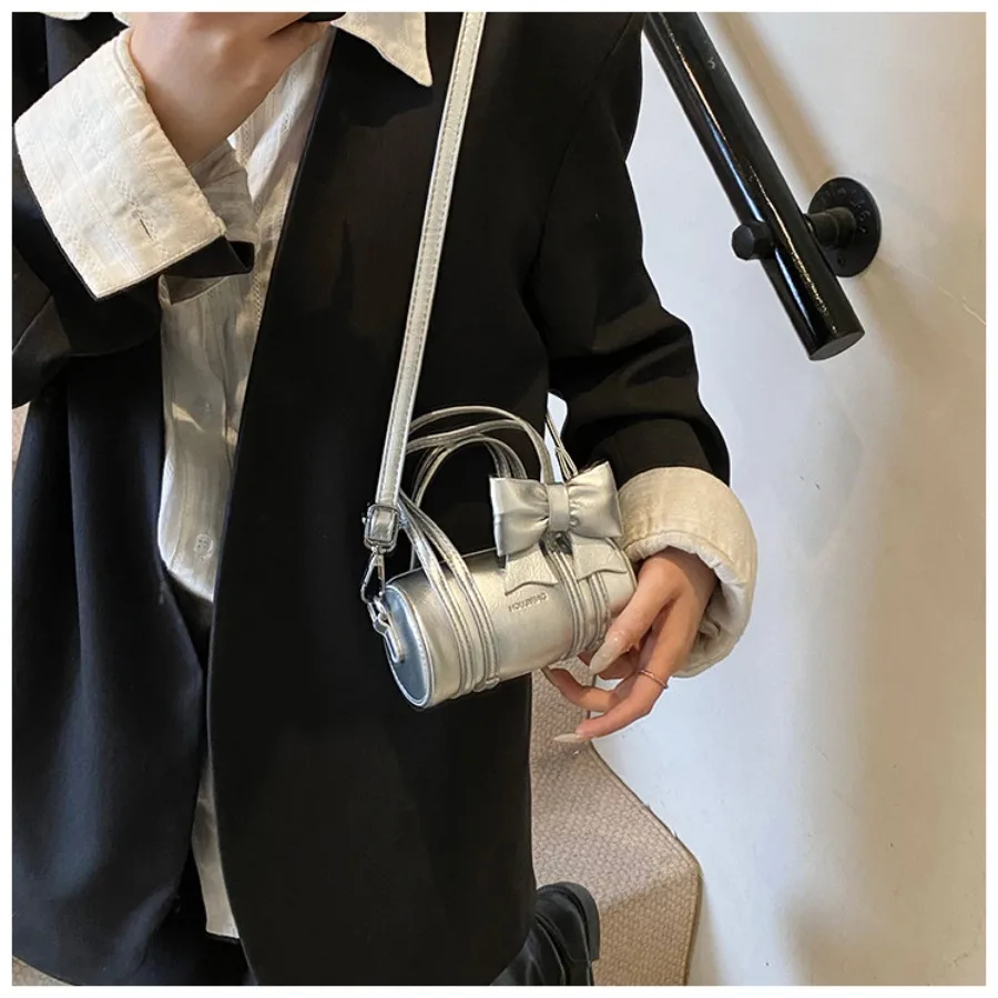 

Осенняя корейская версия компактных сумок для пожилых людей, повседневные женские сумки через плечо с газовым бантом, сумка Boston