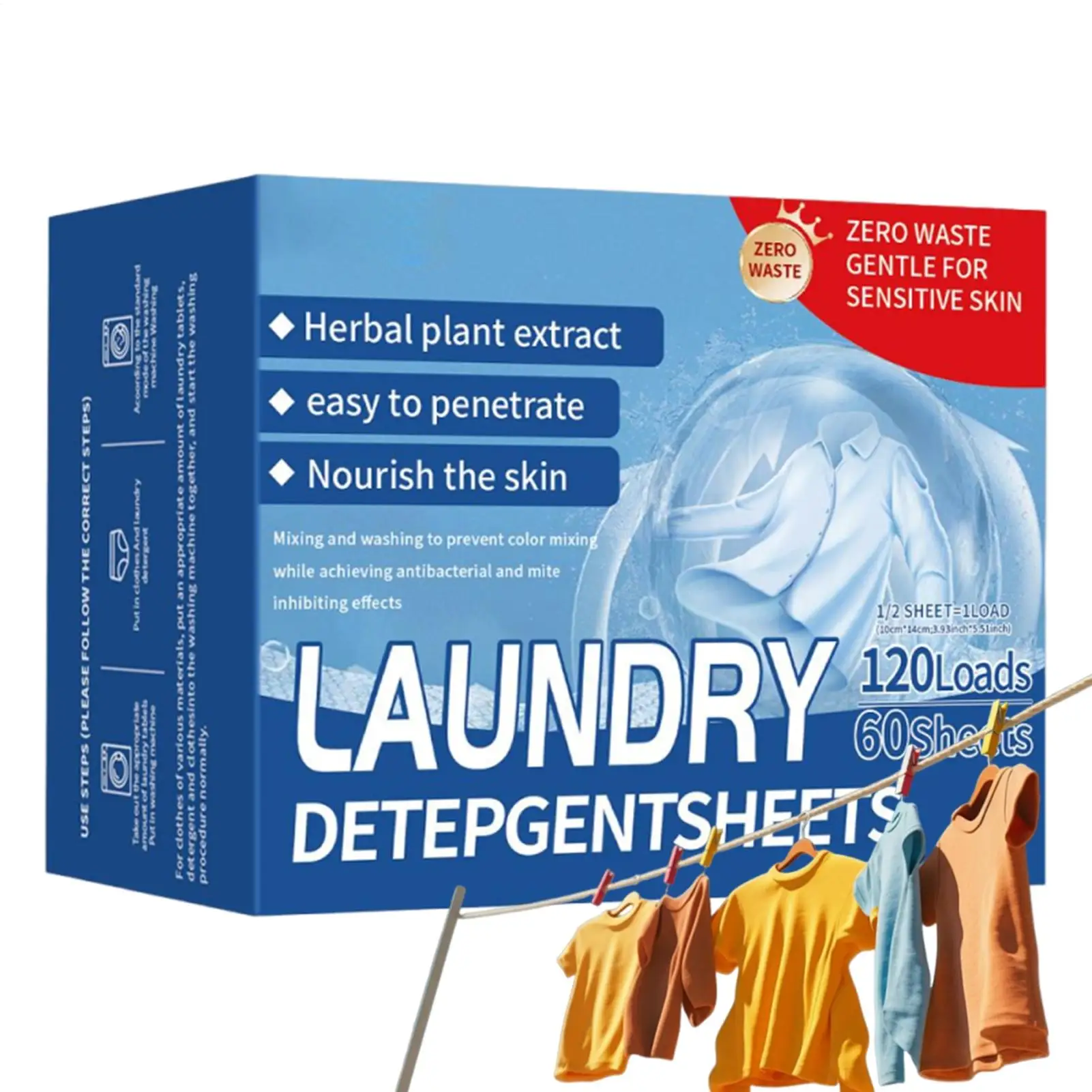 

Листы для стирального порошка, 120 нагрузок, листы для стирки одежды, бумага для чистки свежего аромата для круизных приключений, RV Life